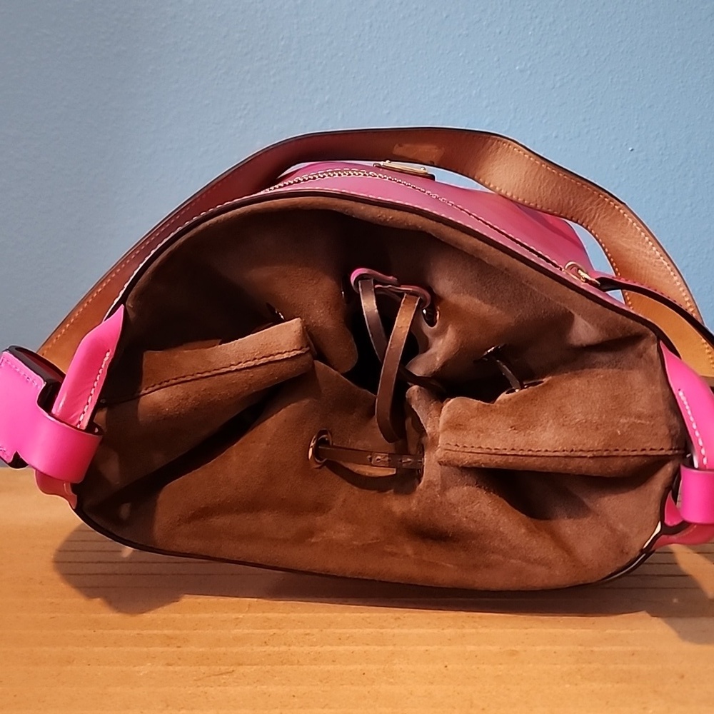 Dooney & Bourke Fuchsia Leather Shoulder Bag - Picture 6 of 17